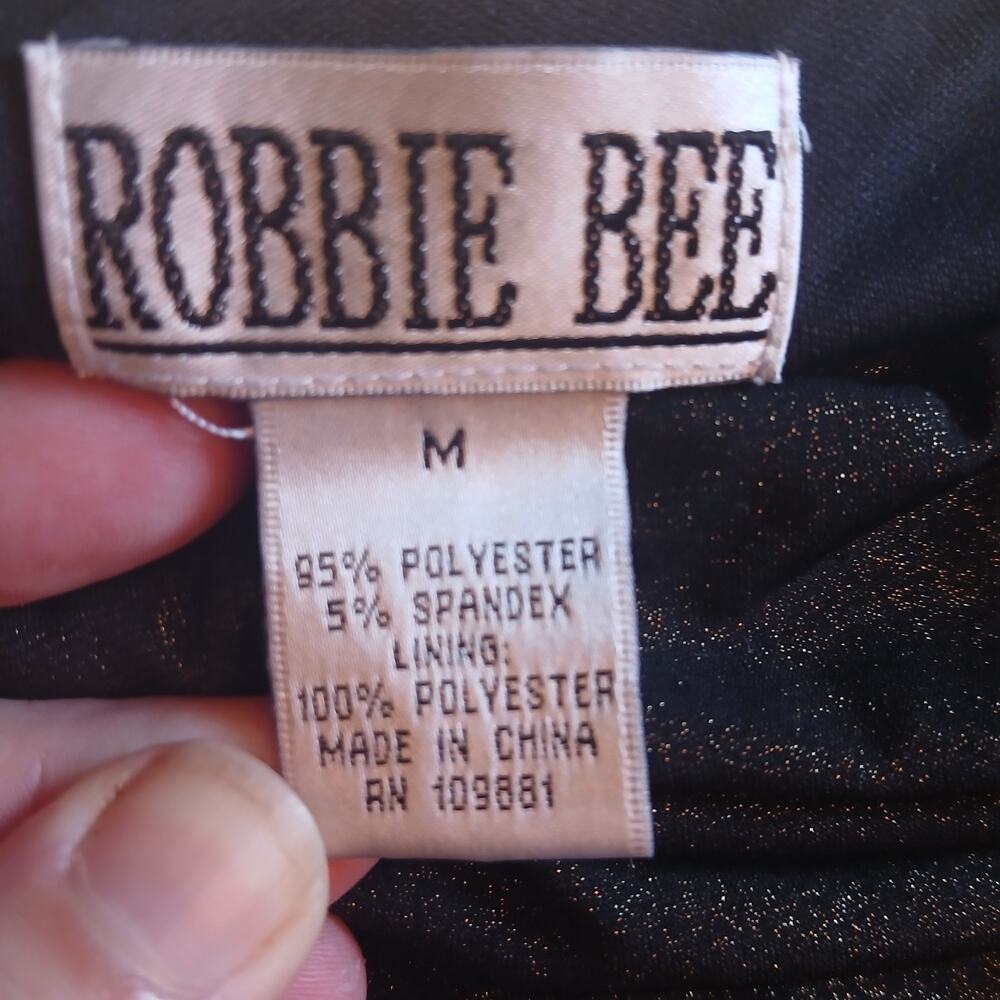 Robbie Bee Dress Women’s Sz M Black Glittery Gold Liquid Flowy Sleeveless Lined - Picture 3 of 8